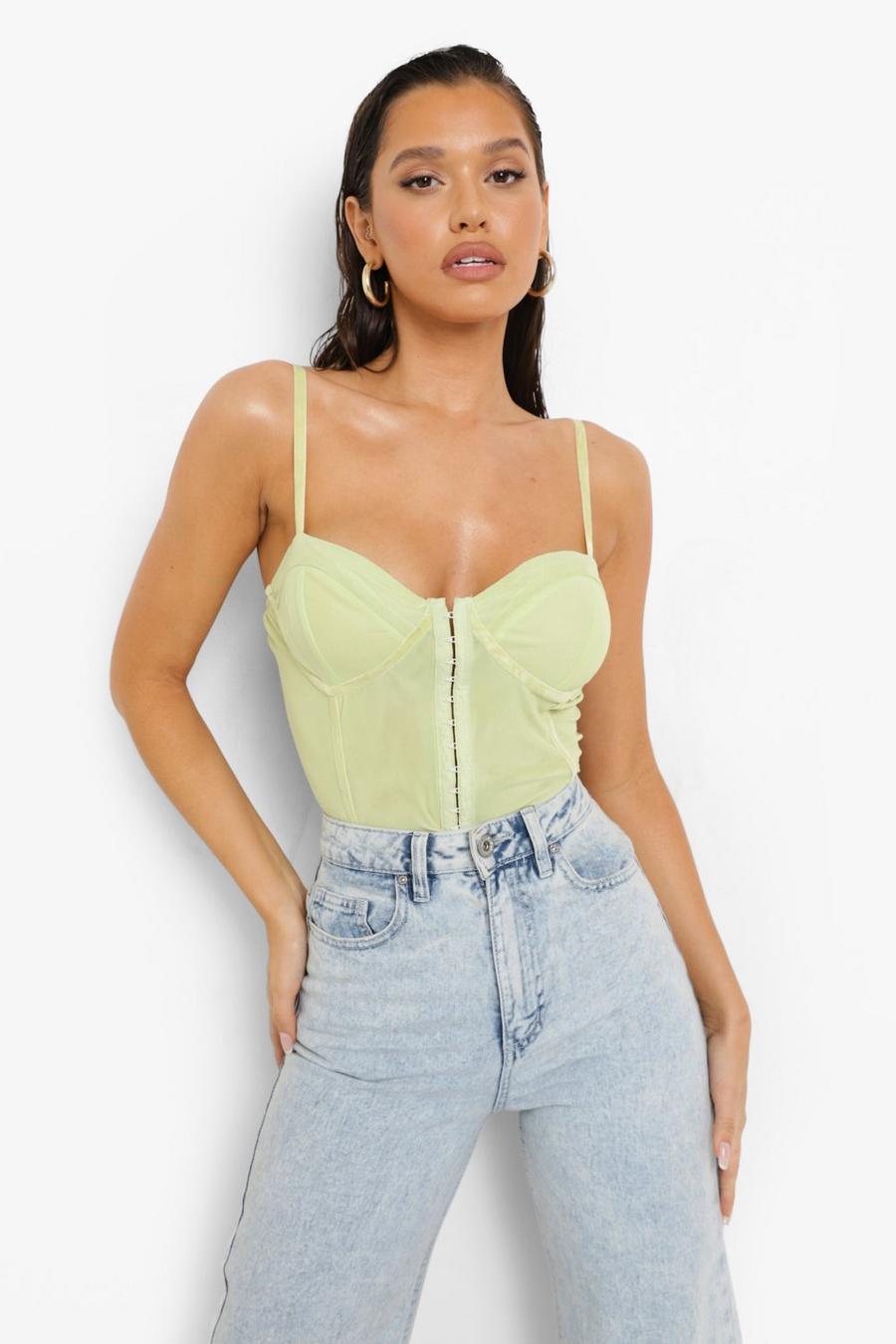 Lime Woven Hook And Eye Bodysuit image number 1