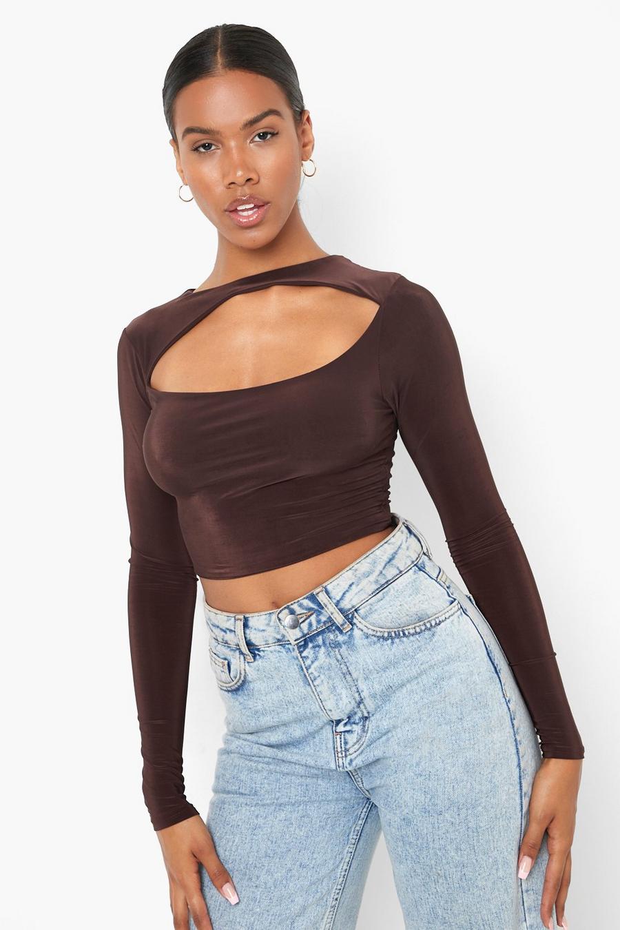Chocolate Cut Out  Double Layer Crop Top image number 1