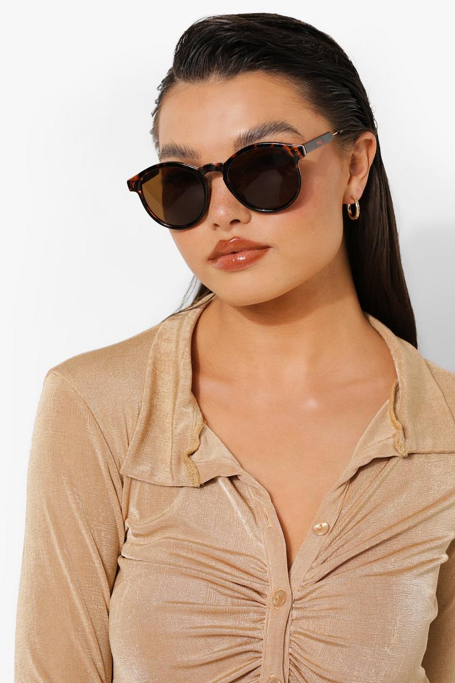 Oversize klassische Schildplatt Sonnenbrille, Brown image number 1