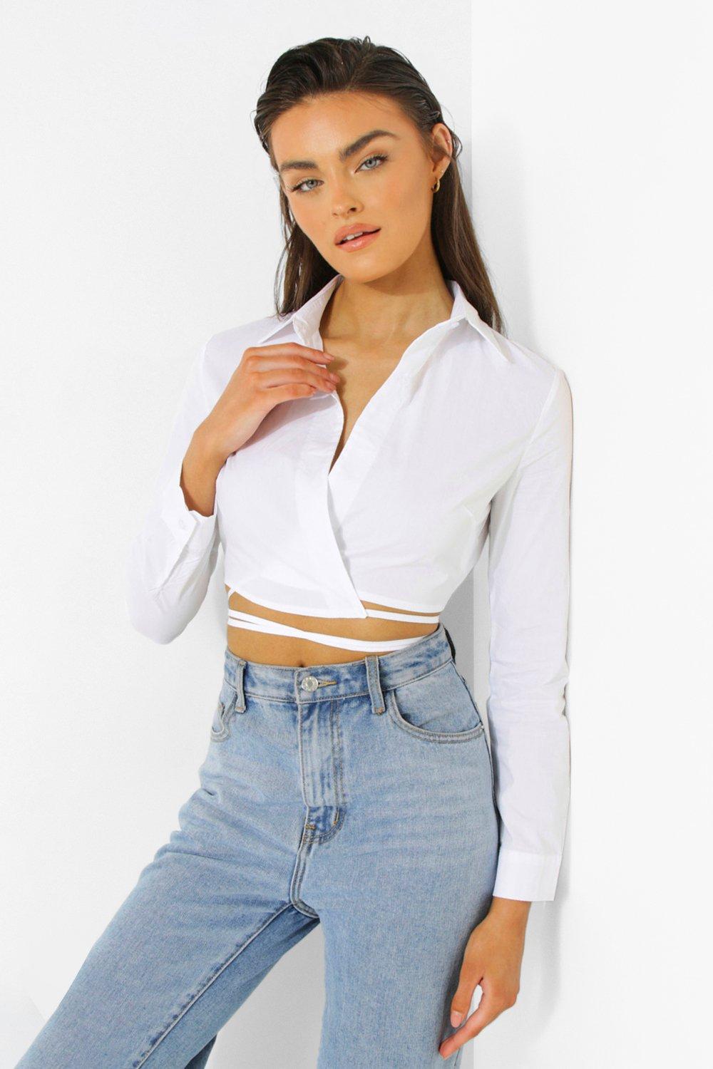 Wrap crop cheap top outfit