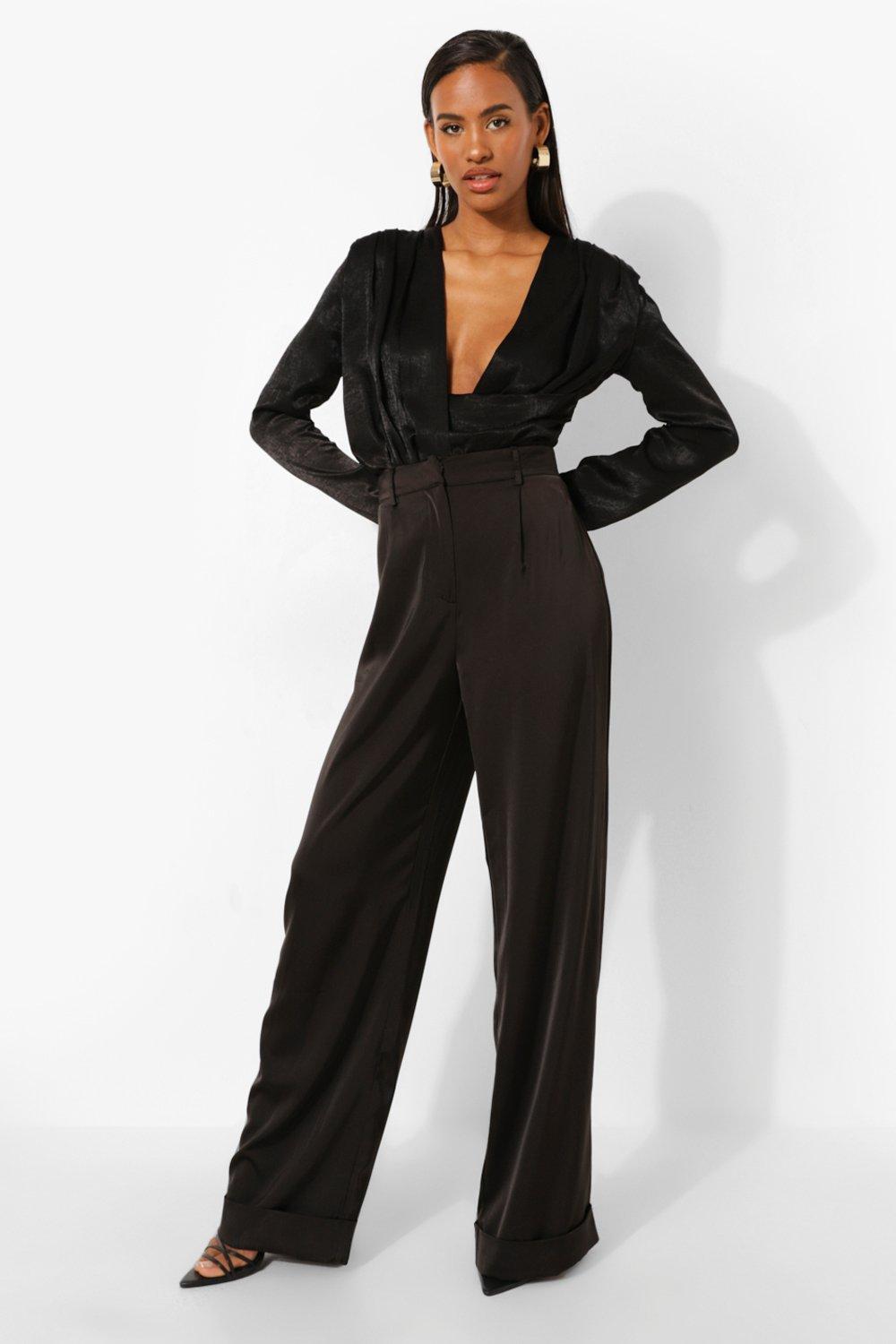 Plunge Bodysuit + Wide-Leg Trousers