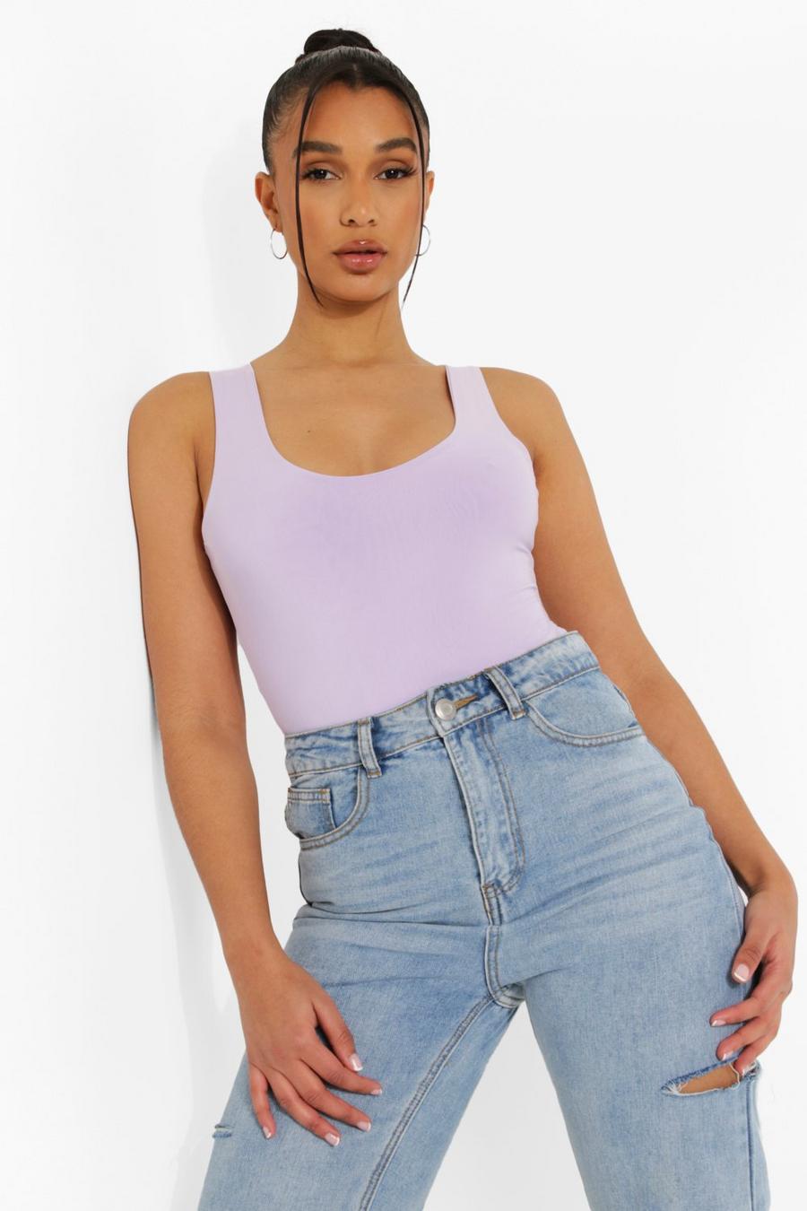 Lilac Slinky Double Layer Scoop Sleeveless Bodysuit image number 1