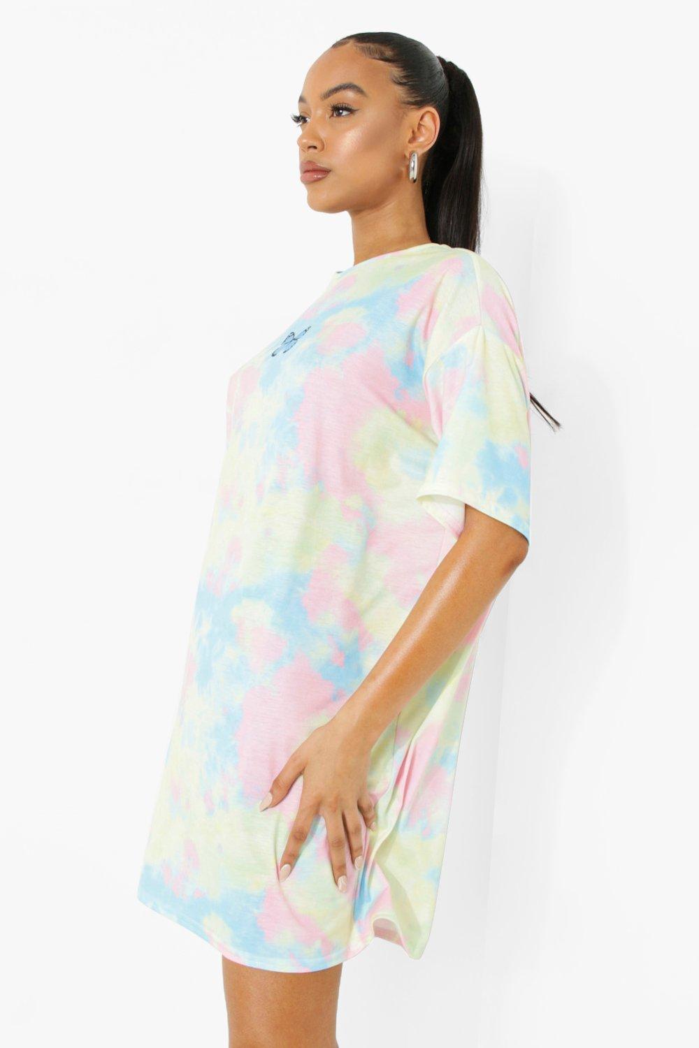 multi tie dye t shirt dress