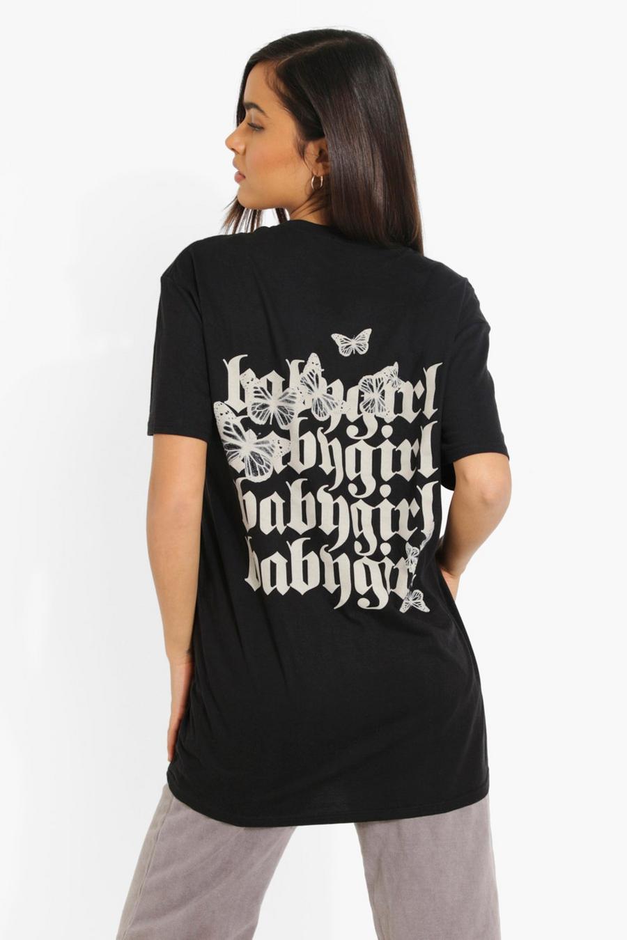 Black Babygirl Oversize t-shirt med tryck bak image number 1