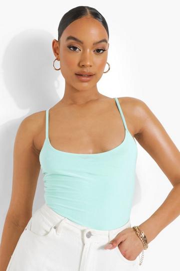 Strappy Double Layer Bodysuit aqua