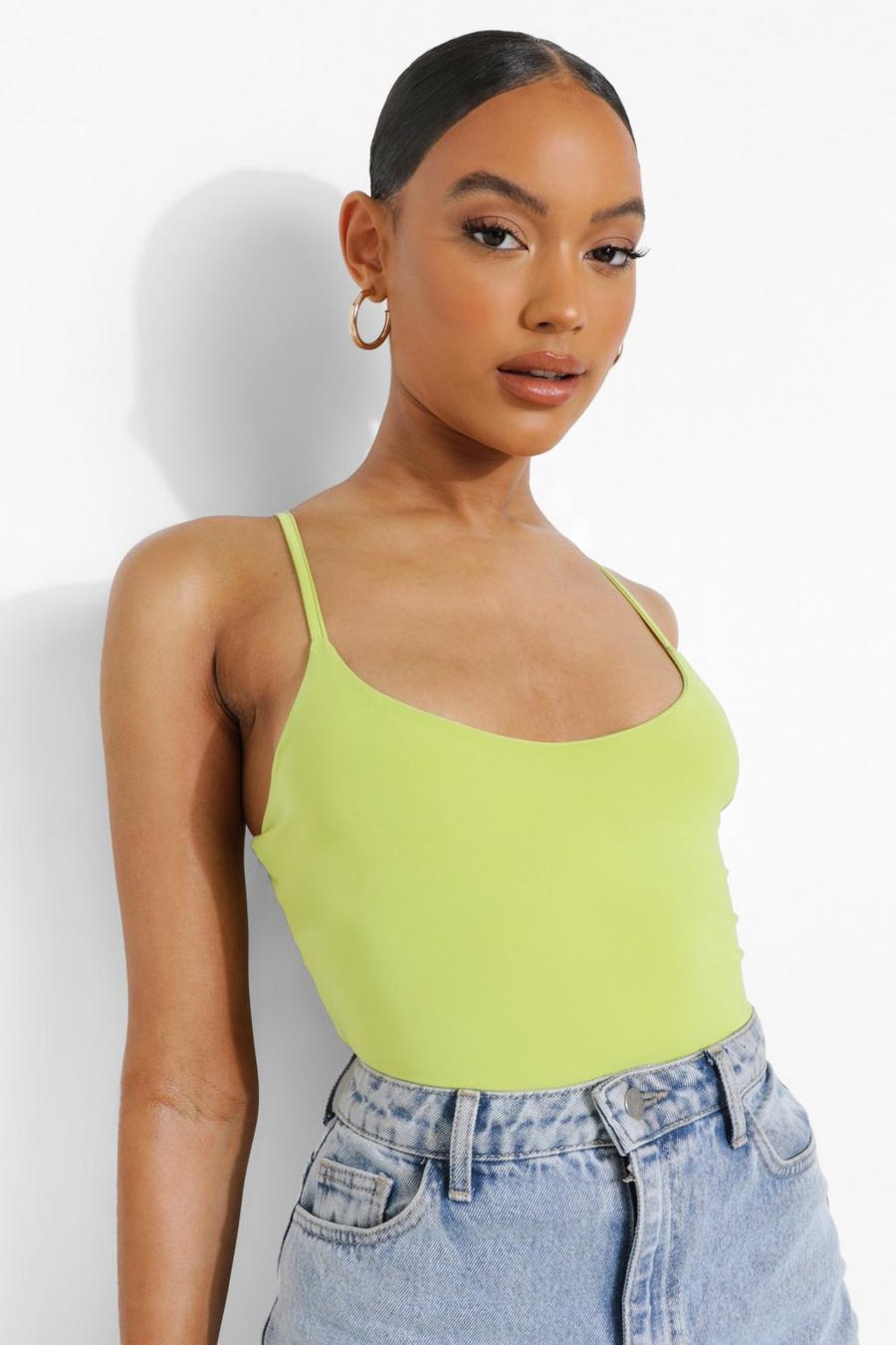 Soft lime Strappy Double Layer Bodysuit image number 1