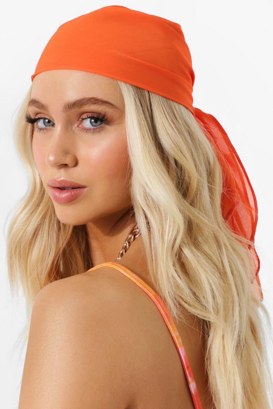 Tropical orange Chiffon Headscarf image number 1