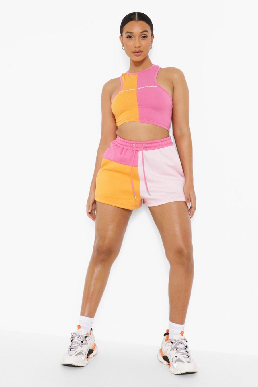 Colorblock Jersey-Shorts, Pink image number 1