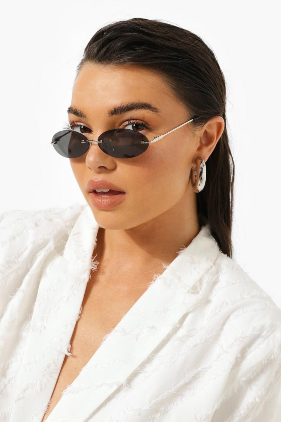 Silver Slim Tinted Lens Sunglasses image number 1