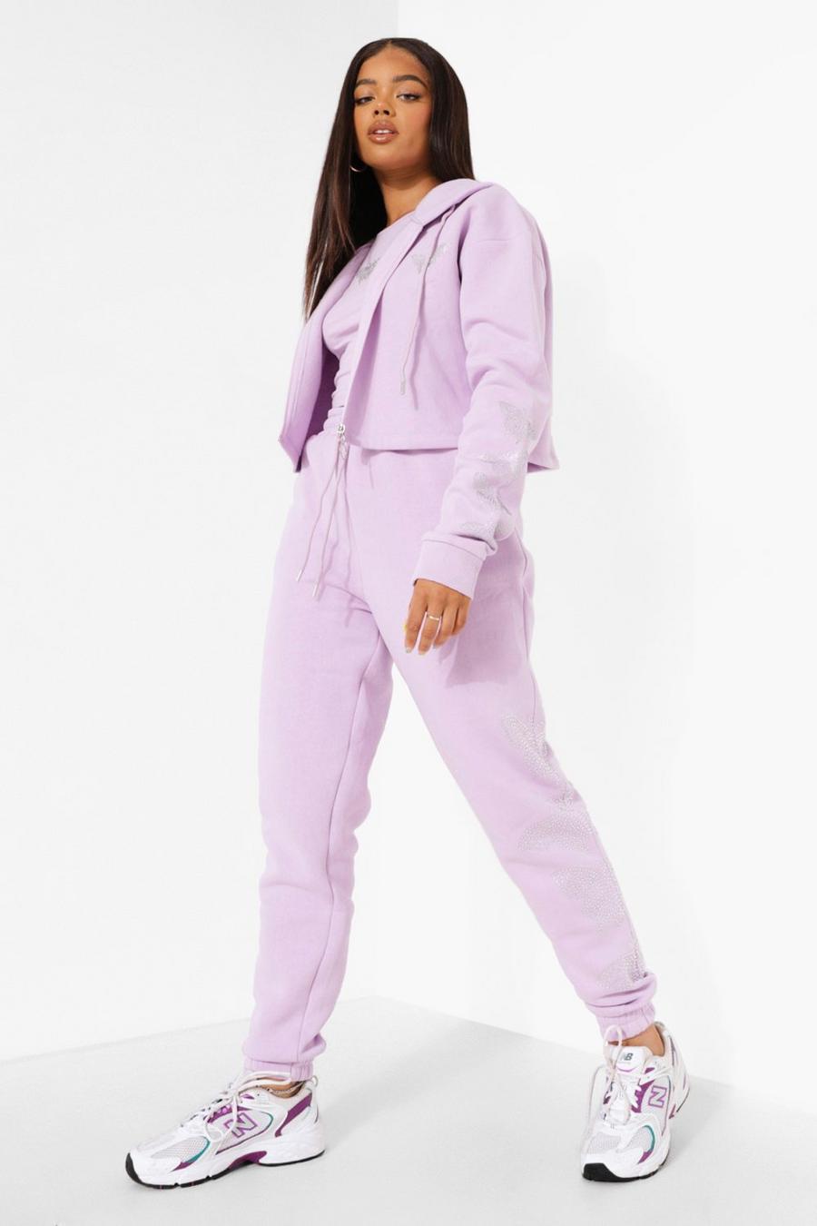 Lilac Diamante Butterfly Joggers image number 1