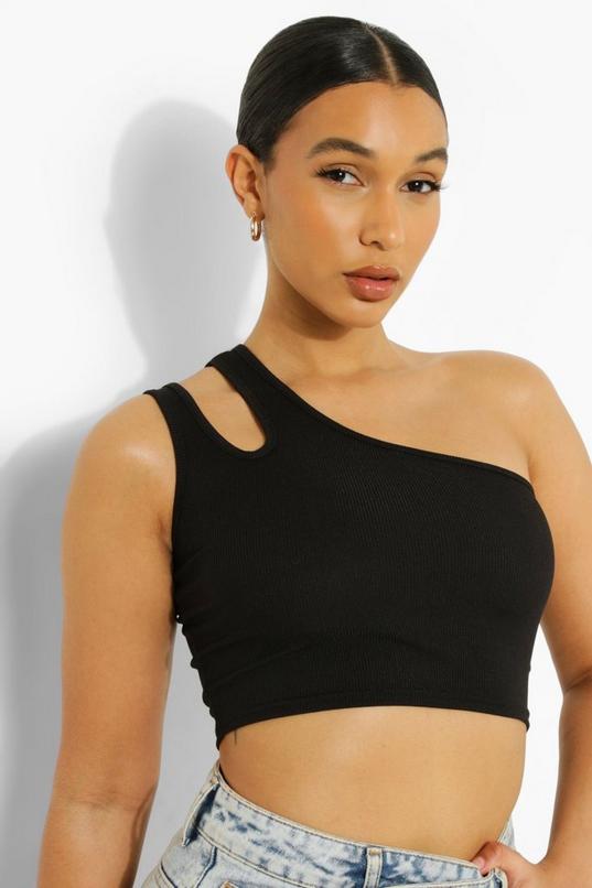 Women's Crop-Tops  Right Cut Out Shoulder Ribbed Crop Top – MELODY247