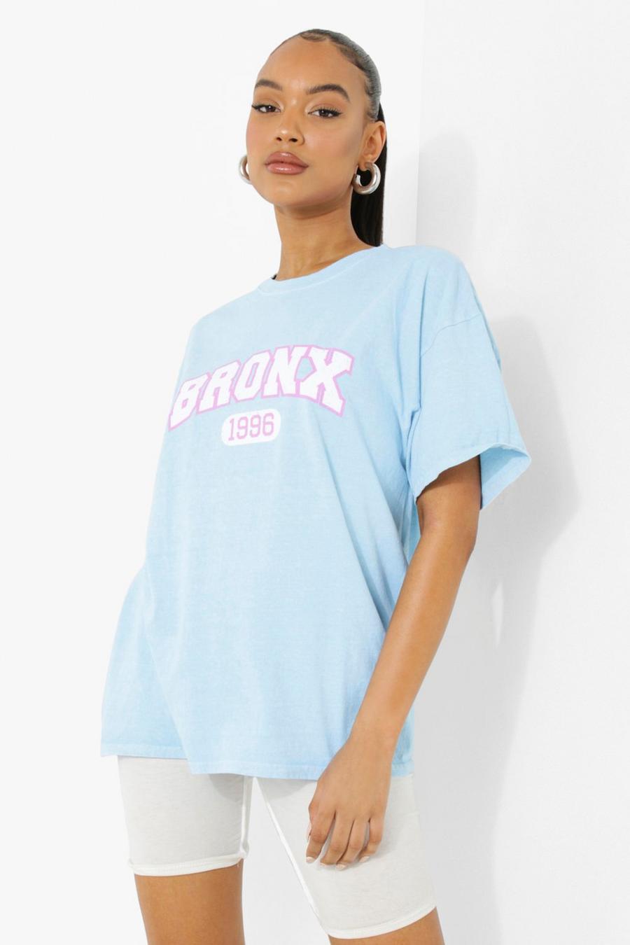 Gefärbtes T-Shirt mit Bronx Slogan, Blue image number 1