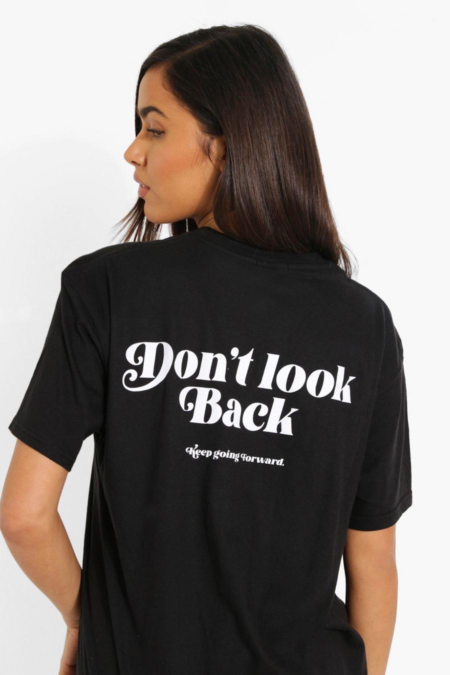 Black Don't Look Back Back Print Oversized T-shirt image number 1