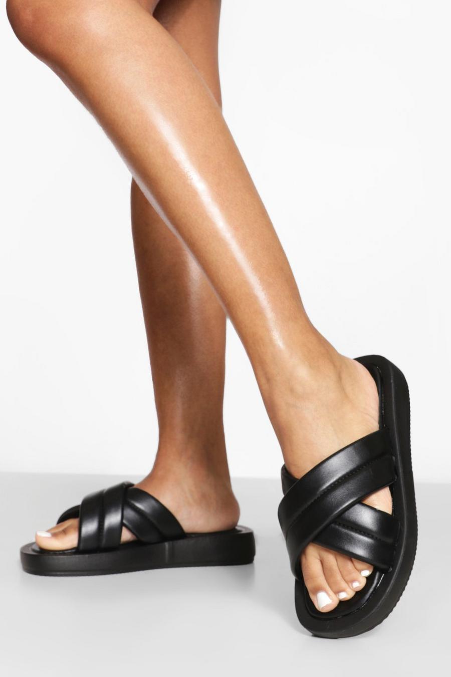 Black Chunky Double Strap Chunky Sandals image number 1