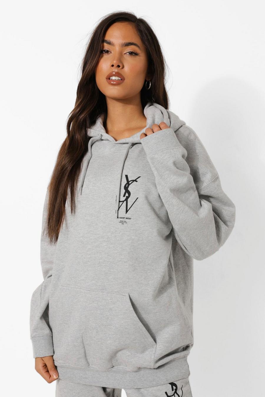 Grey marl YSW Oversize hoodie image number 1
