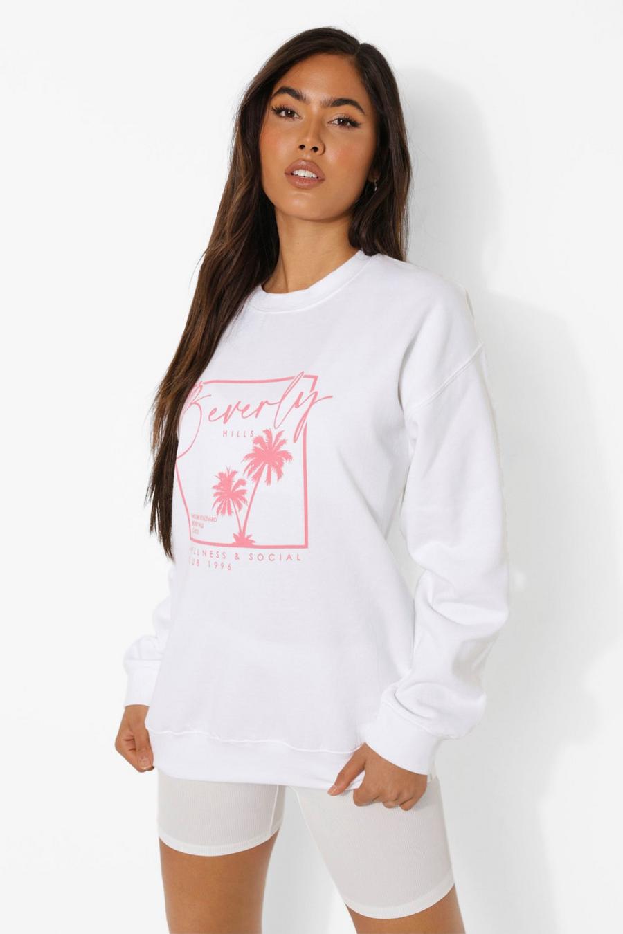 White Beverly Hills Print Sweater image number 1