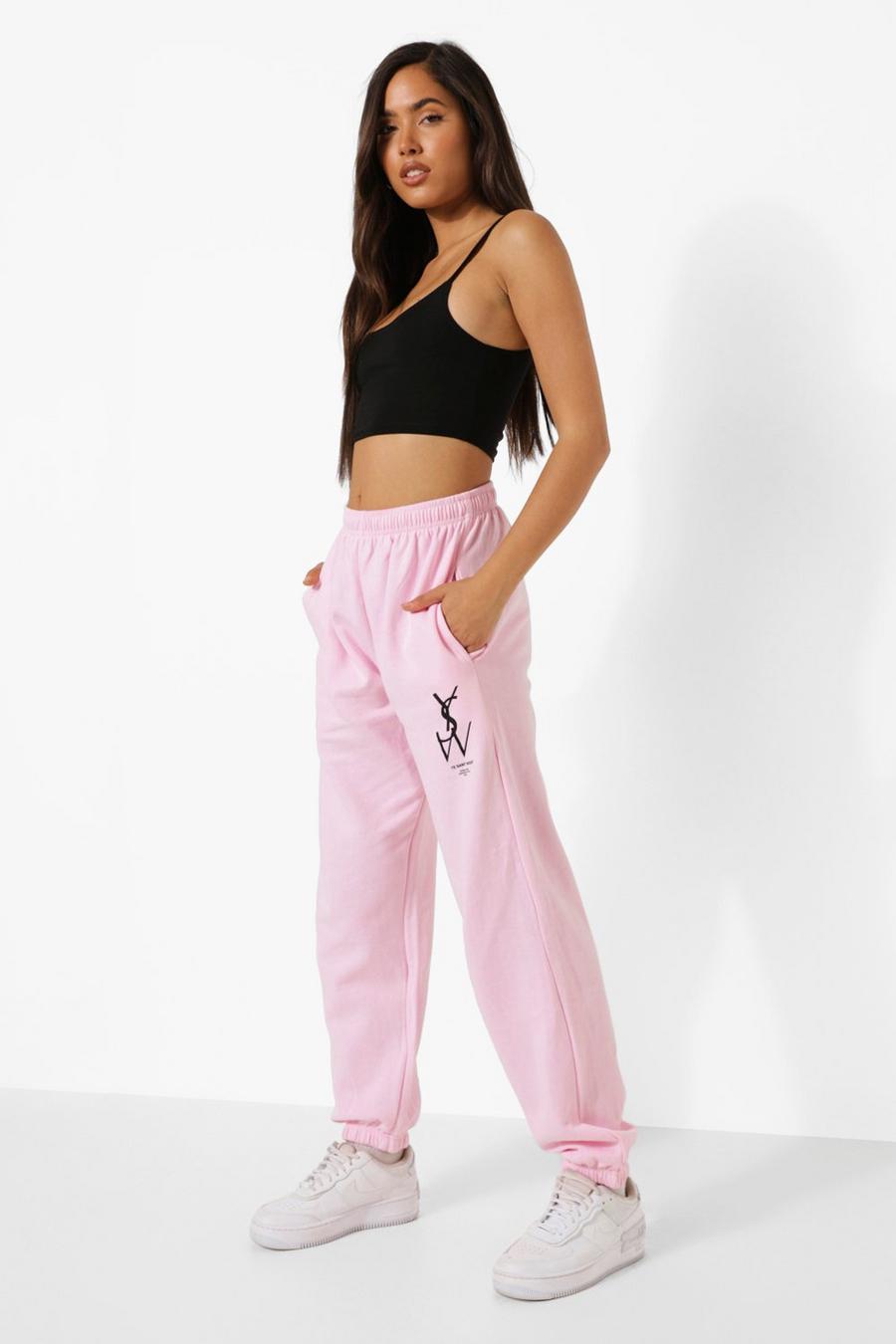 Pantaloni tuta oversize con stampa Ysw, Light pink image number 1