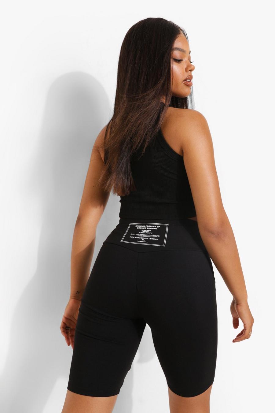 Black Branded Cycling Shorts image number 1