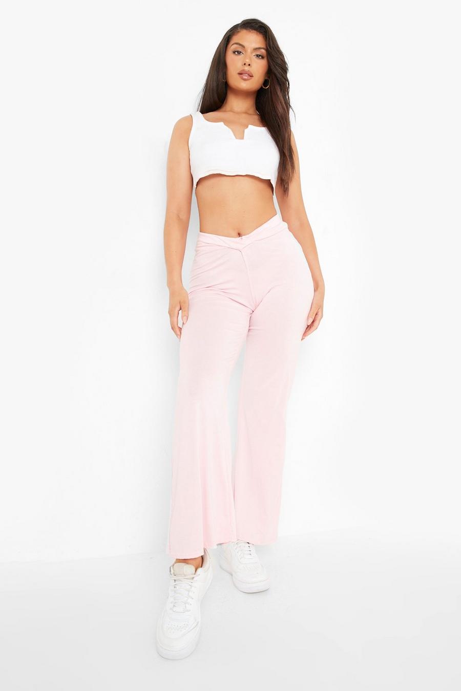 Baby pink V Waistband Wide Leg Pants image number 1
