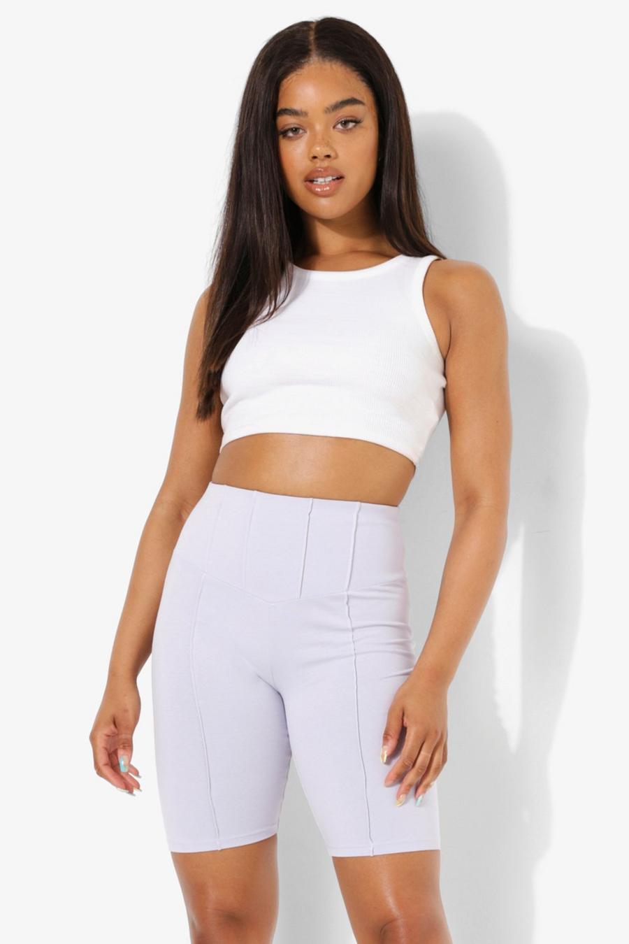 Lilac High Waisted Piping Cycling Shorts image number 1
