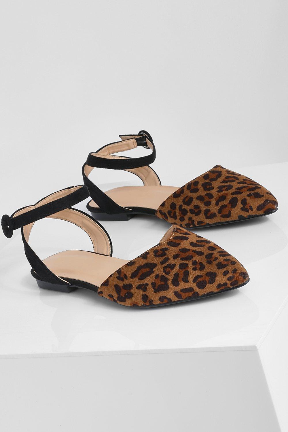 Wide Width Leopard 2 Part Flat Shoes