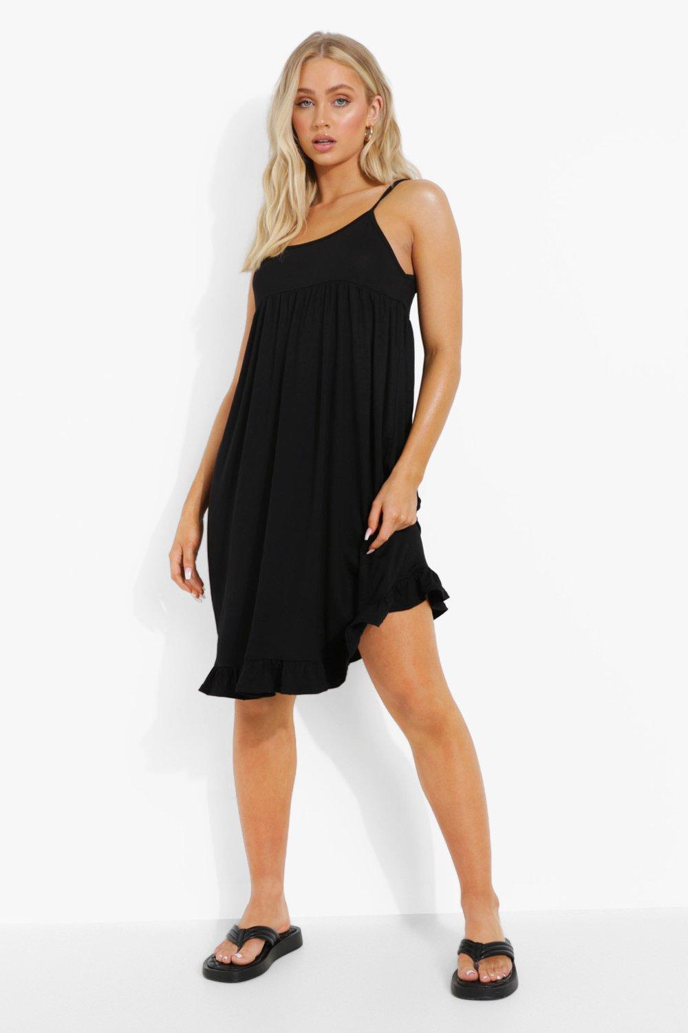 Boohoo black 2024 strappy dress