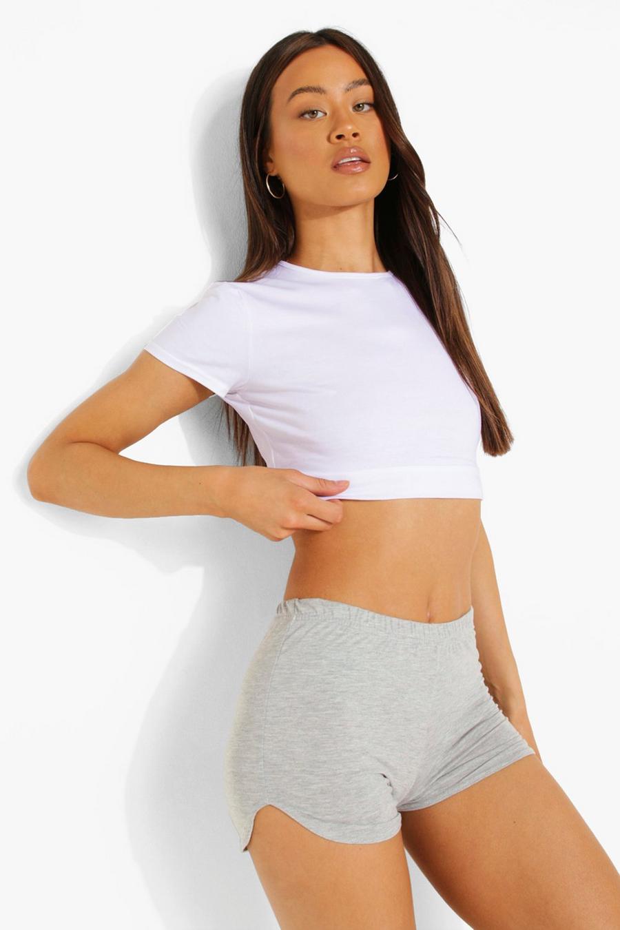 White Short Sleeve Cotton Crop Top image number 1