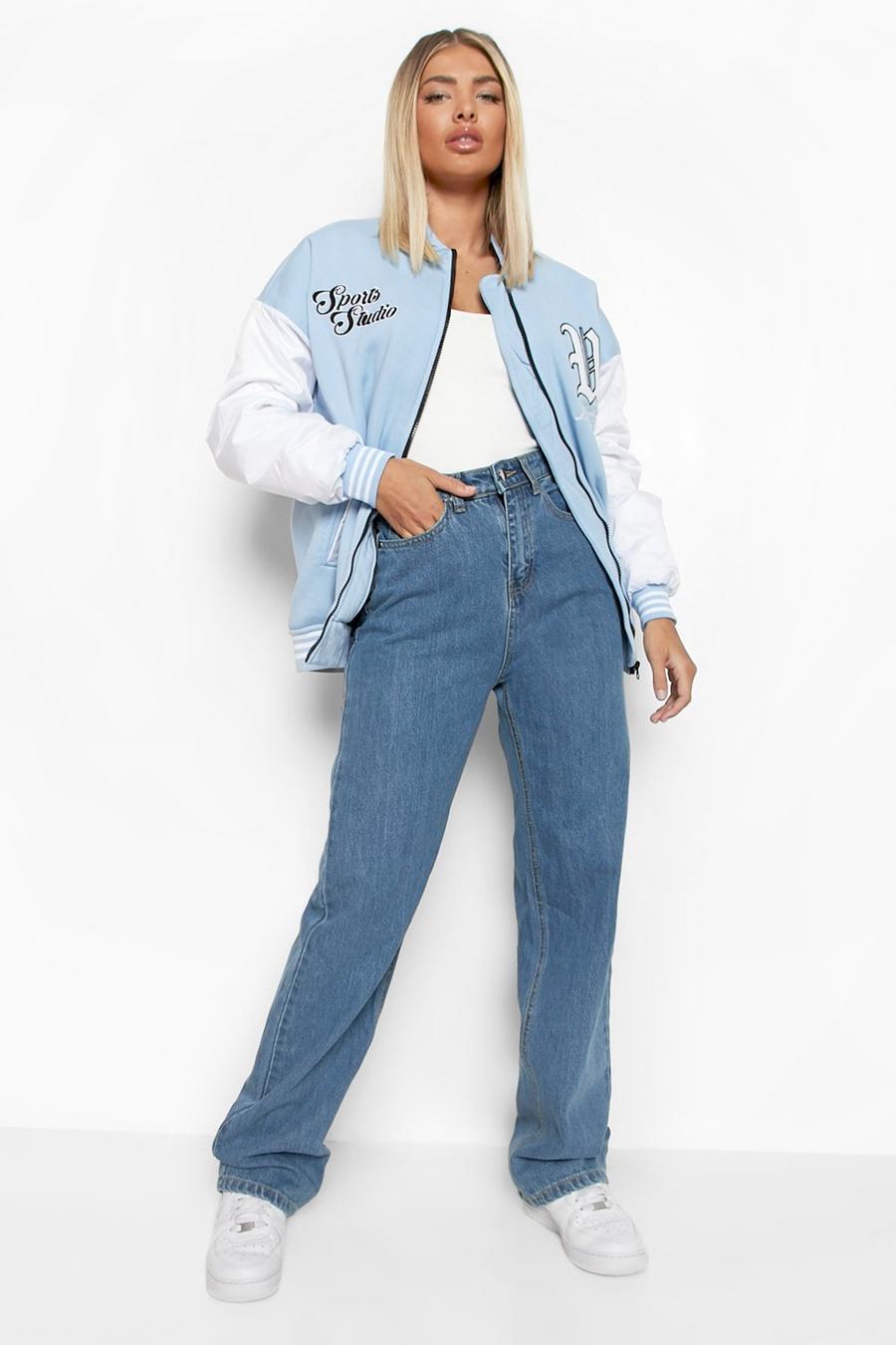 Mid blue High Rise Wide Leg Jeans
