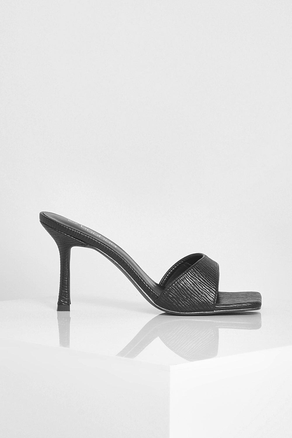 Wide Width Textured Square Toe Mule | boohoo USA