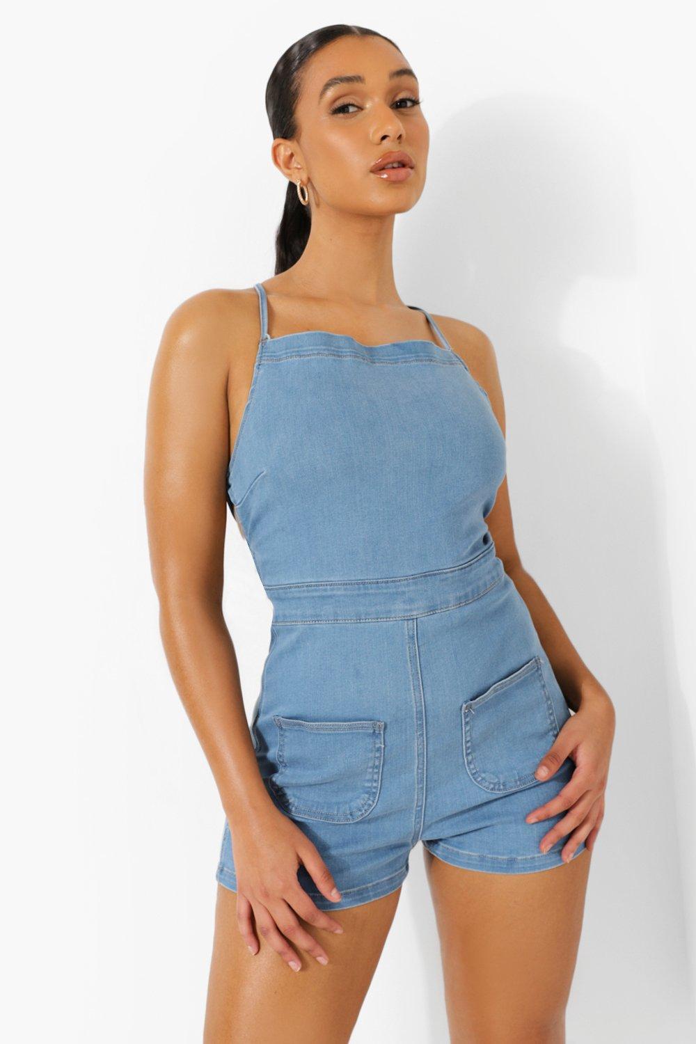 blue denim playsuit