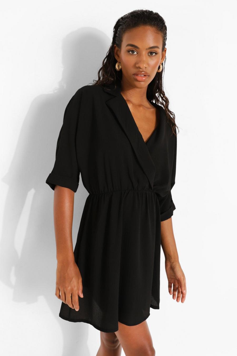 Vestido estilo blusón con cuello abierto, Negro image number 1