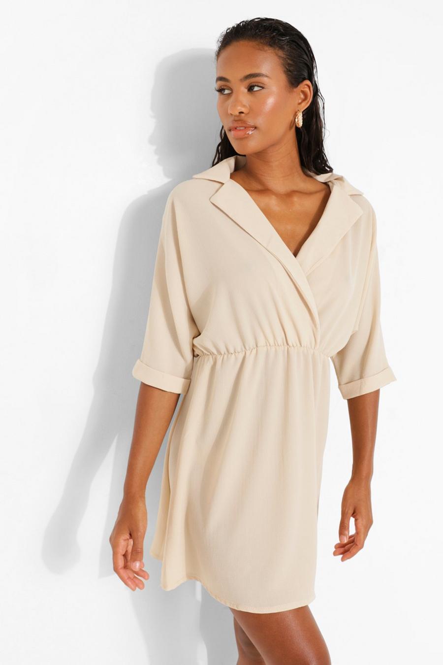 Stone Open Collar Smock Dress image number 1