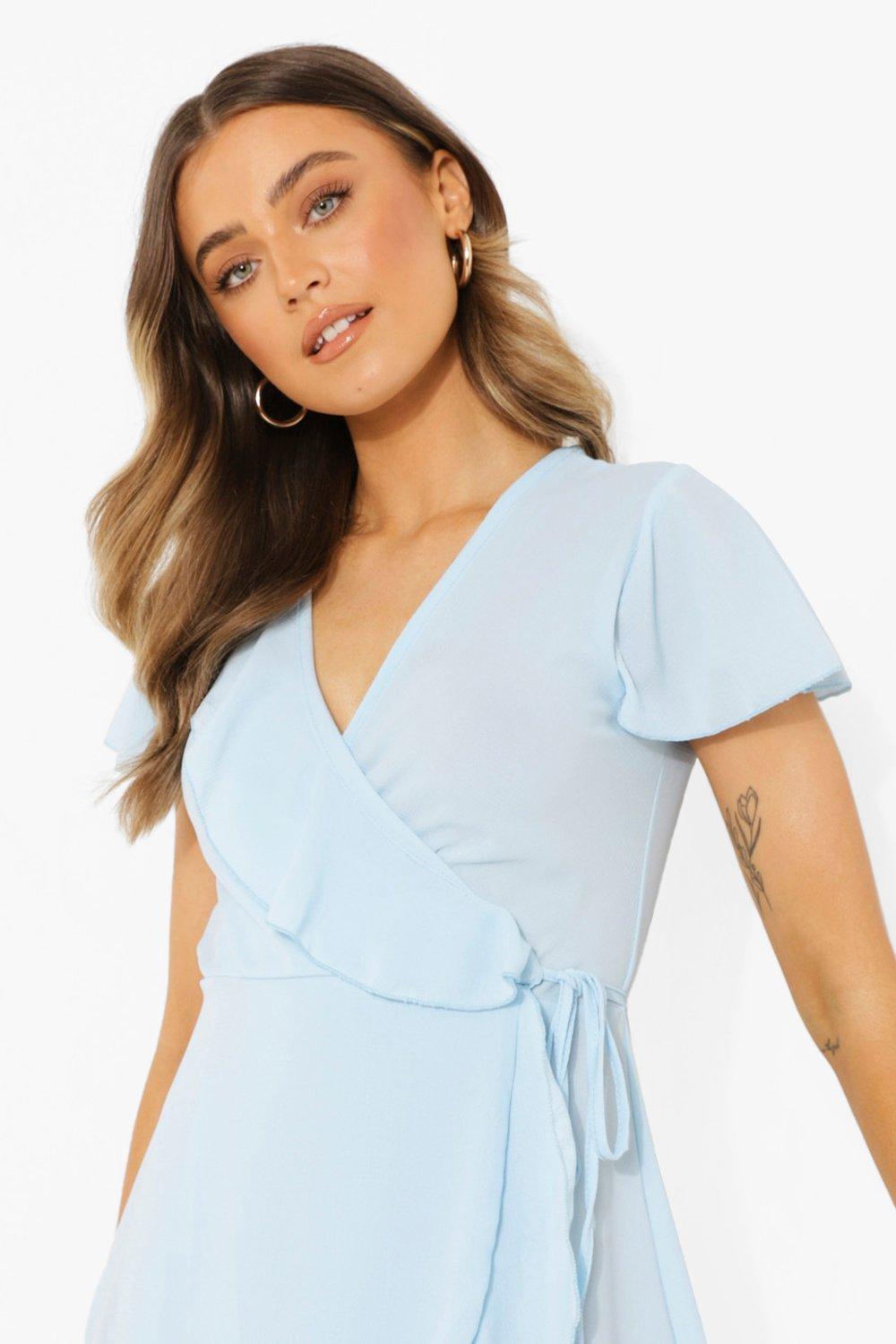 blue tea dress with sleeves