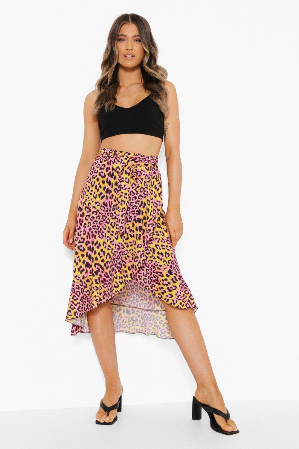 Leopard wrap cheap frill skirt