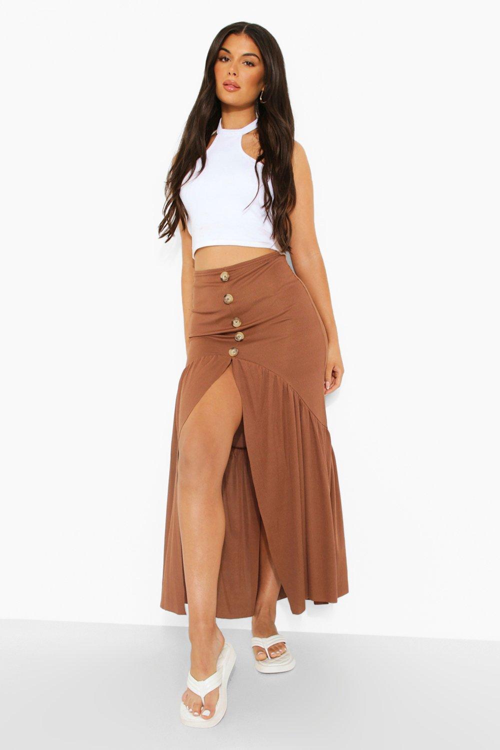 Button down outlet skirt boohoo