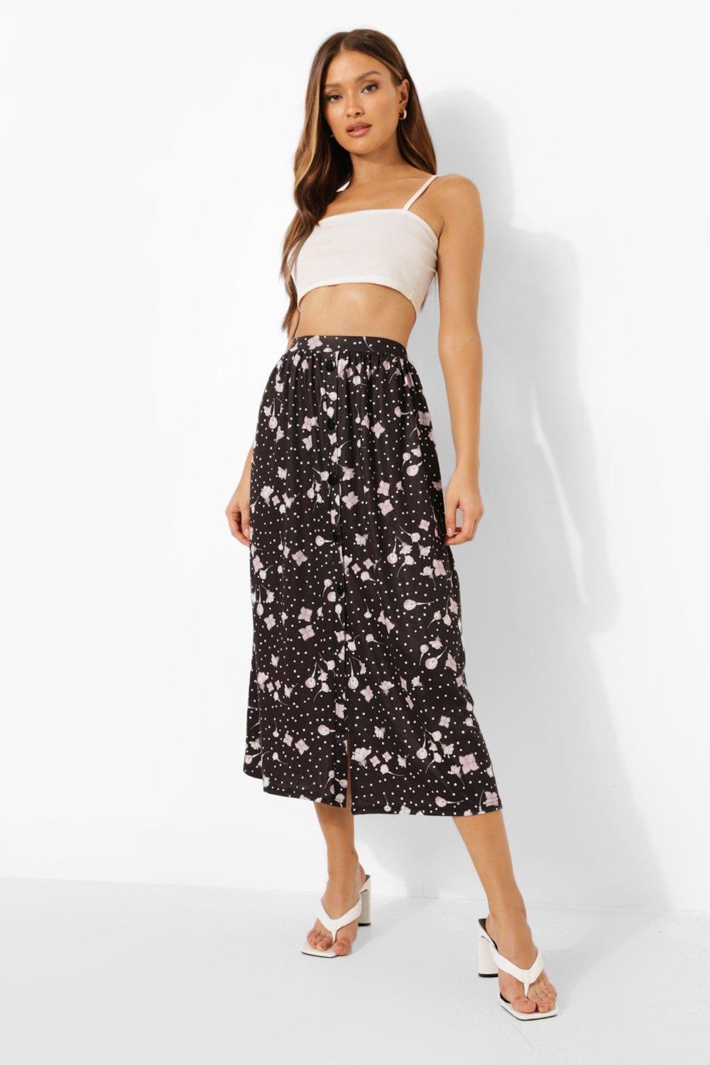 boohoo button skirt