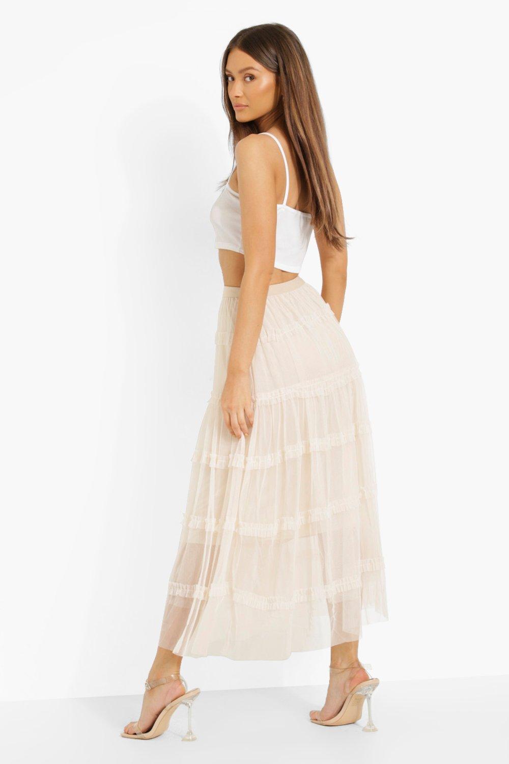 White tulle 2025 skirt boohoo