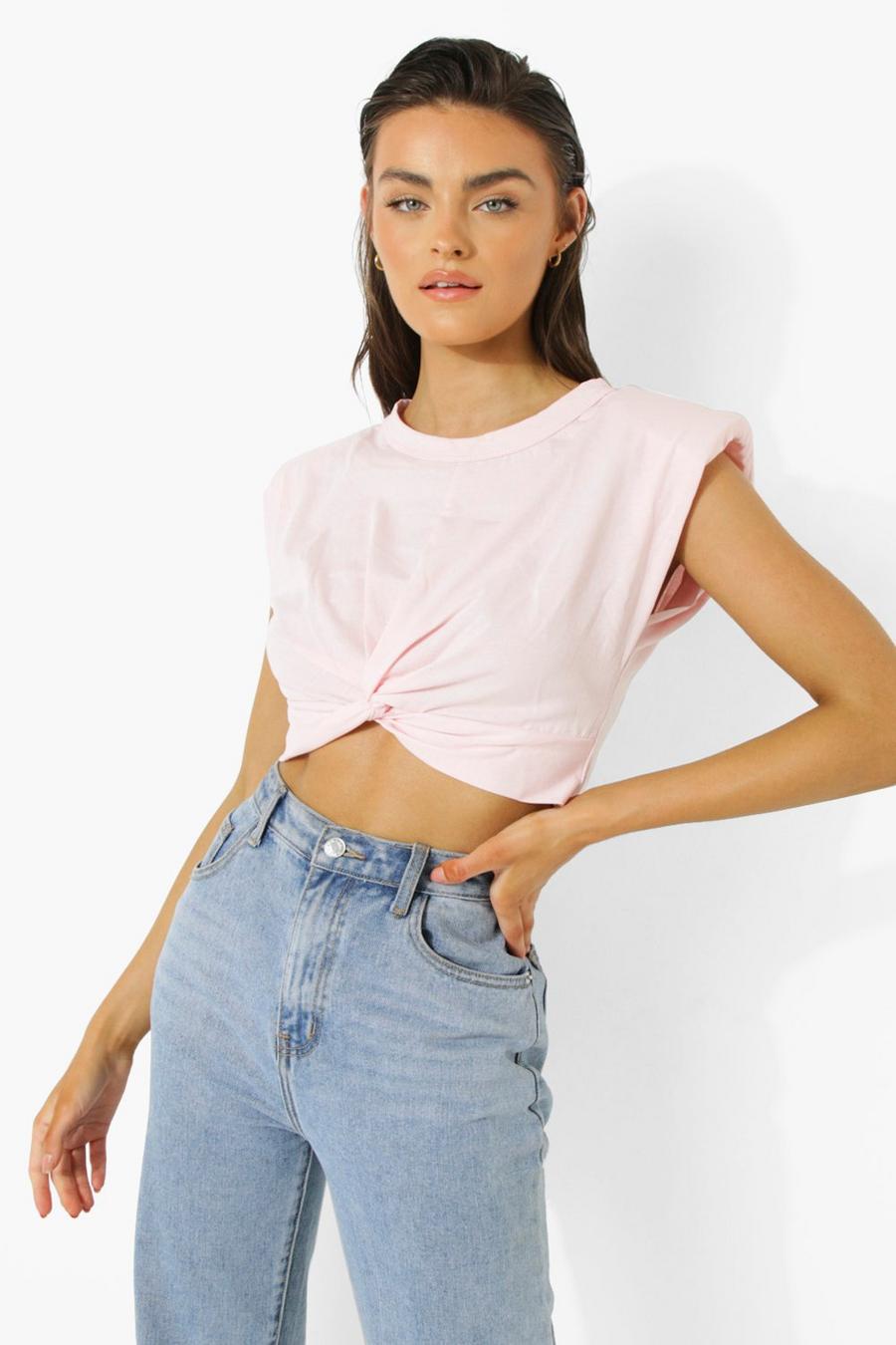 Kurzes T-Shirt mit Twist, Pastel pink image number 1