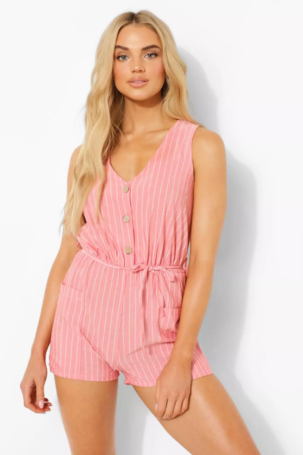 Coral Horn Button Down Pocket Wide Playsuit alternative image