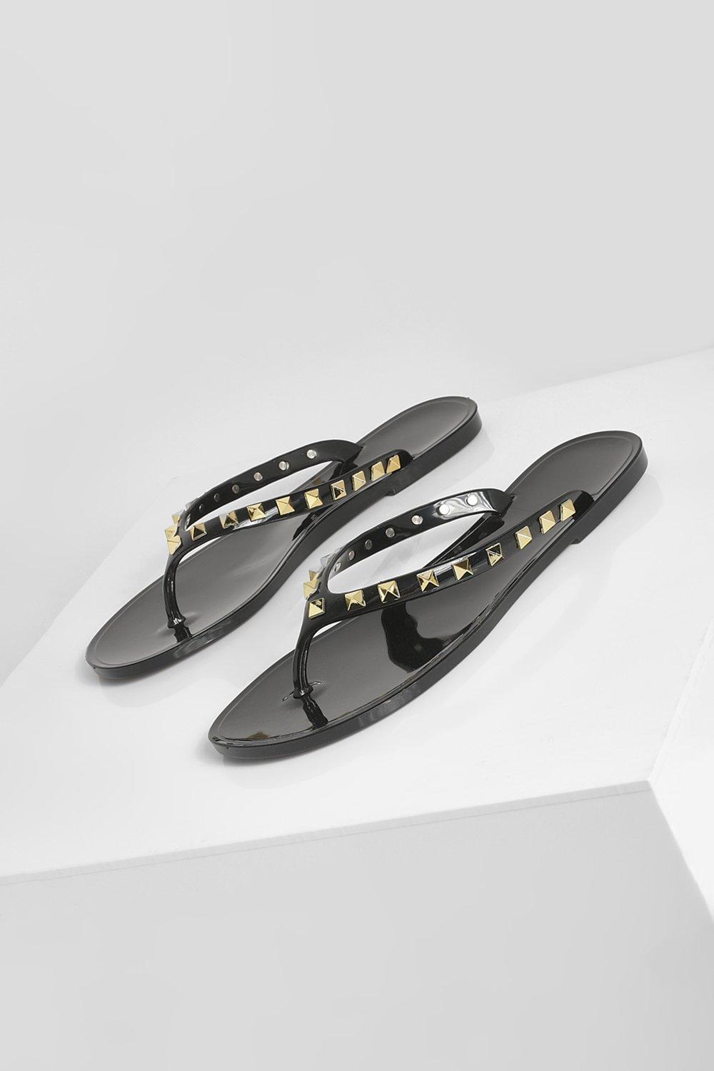 Jelly Studded Flip Flops | boohoo