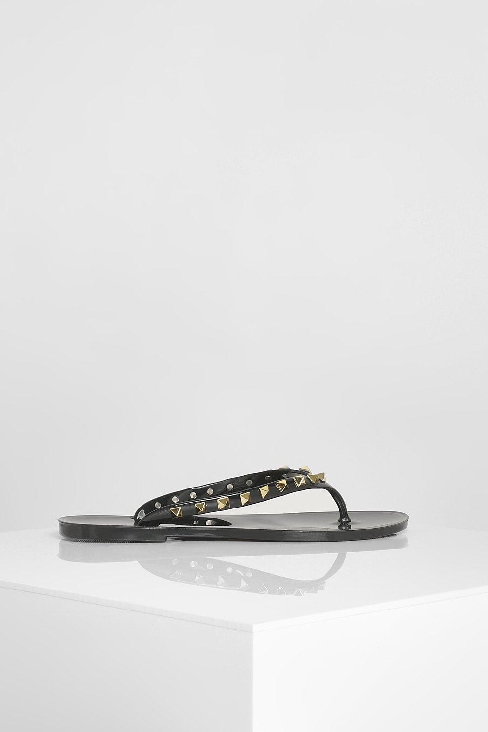 Jelly Studded Flip Flops | boohoo