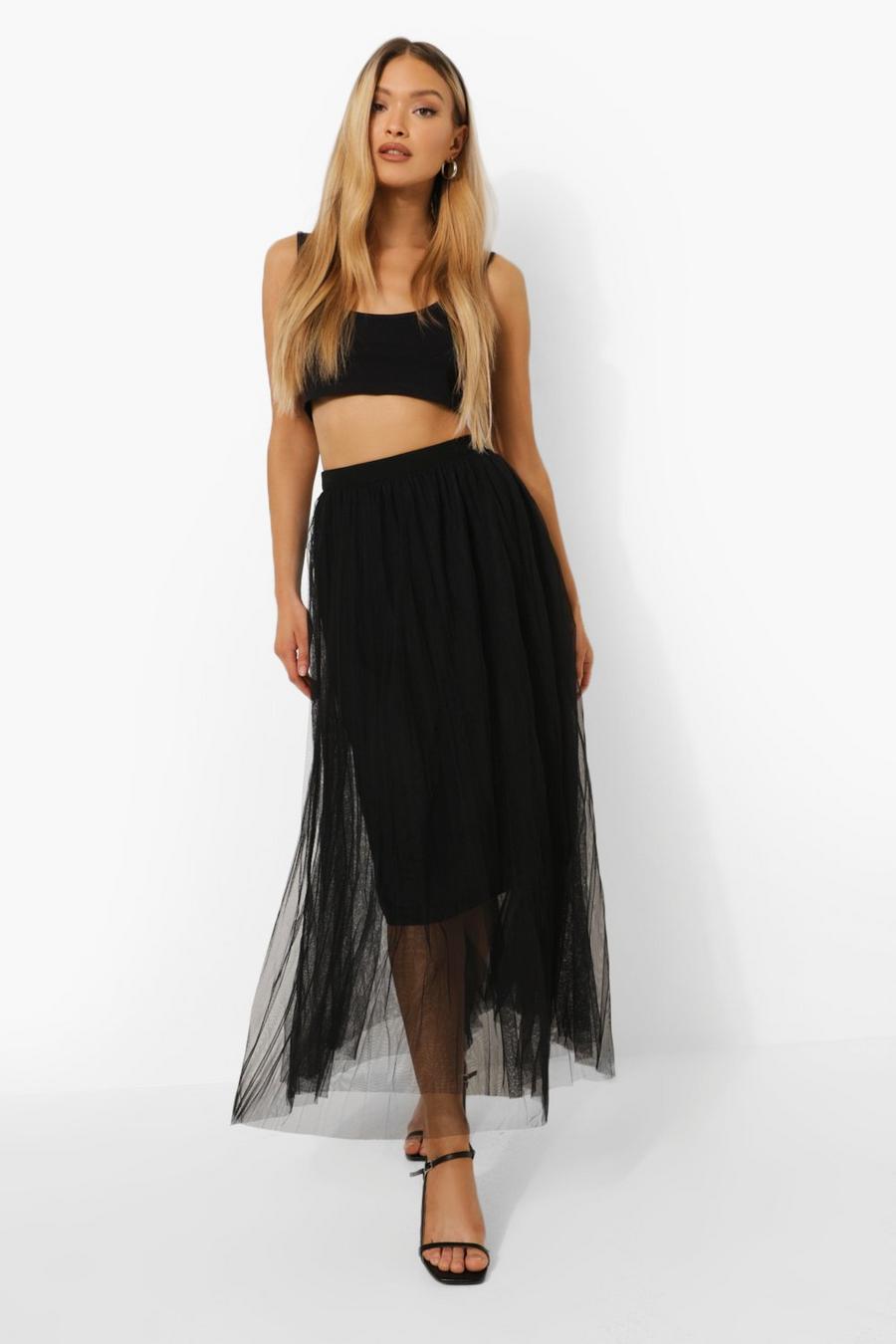 Gonna midi in tulle, Black image number 1