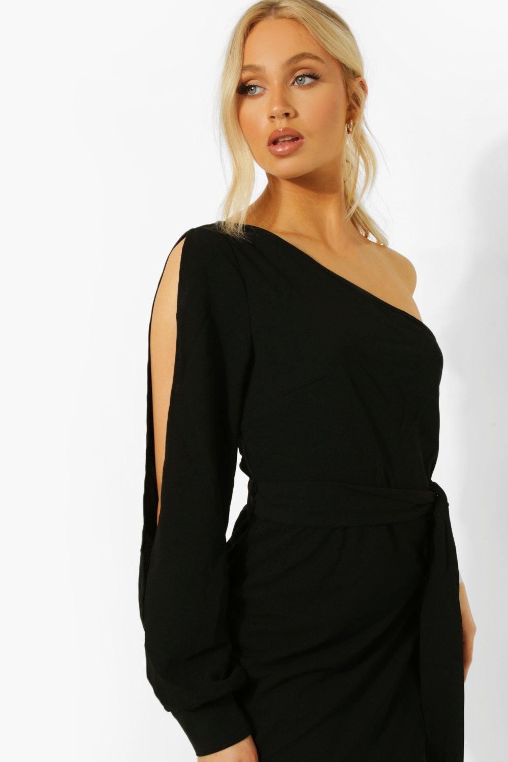 One Shoulder Split Sleeve Dress