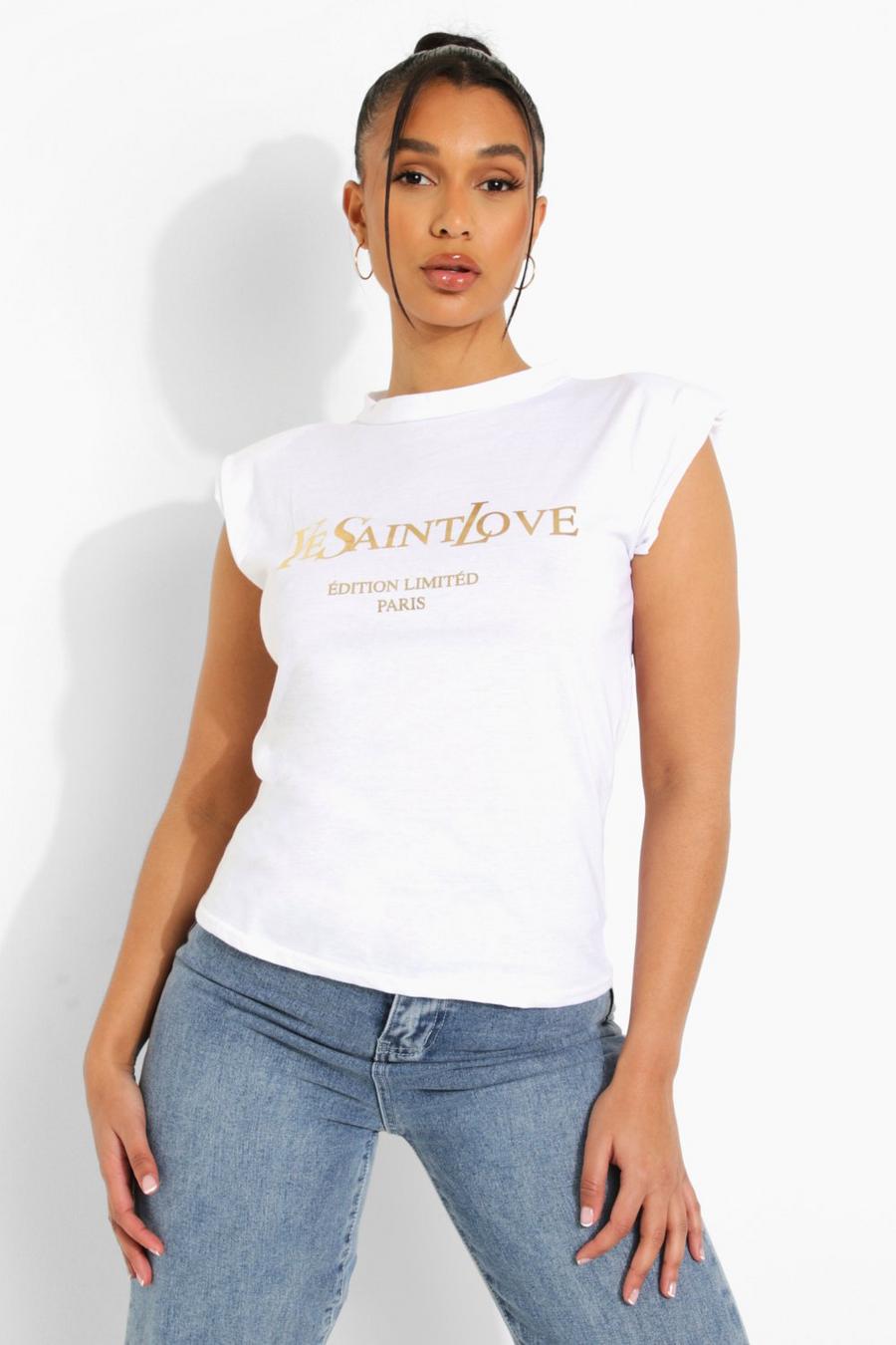 Cream Mouwloos Ye Saint Love Shirt  image number 1