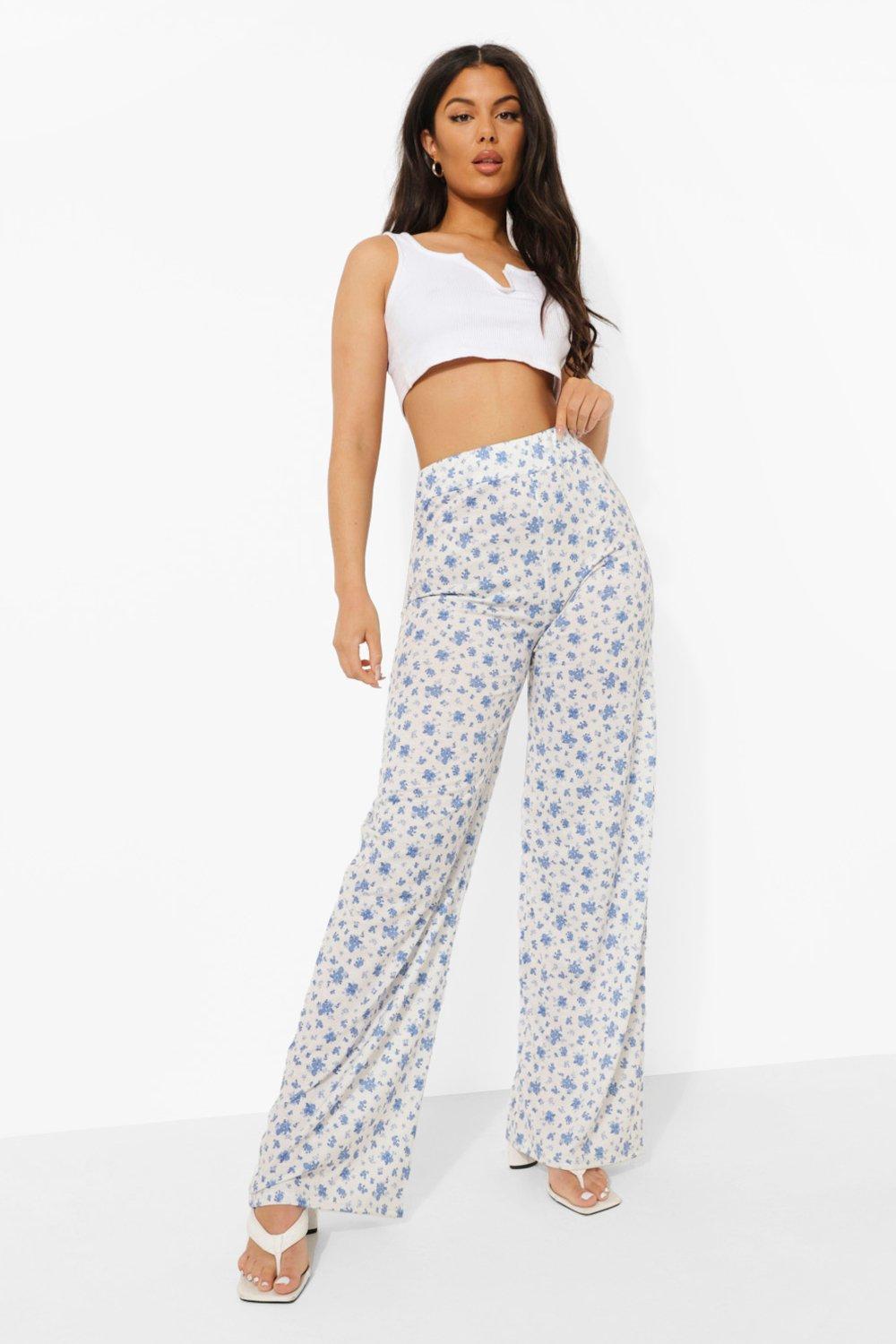 ditsy wide leg trousers