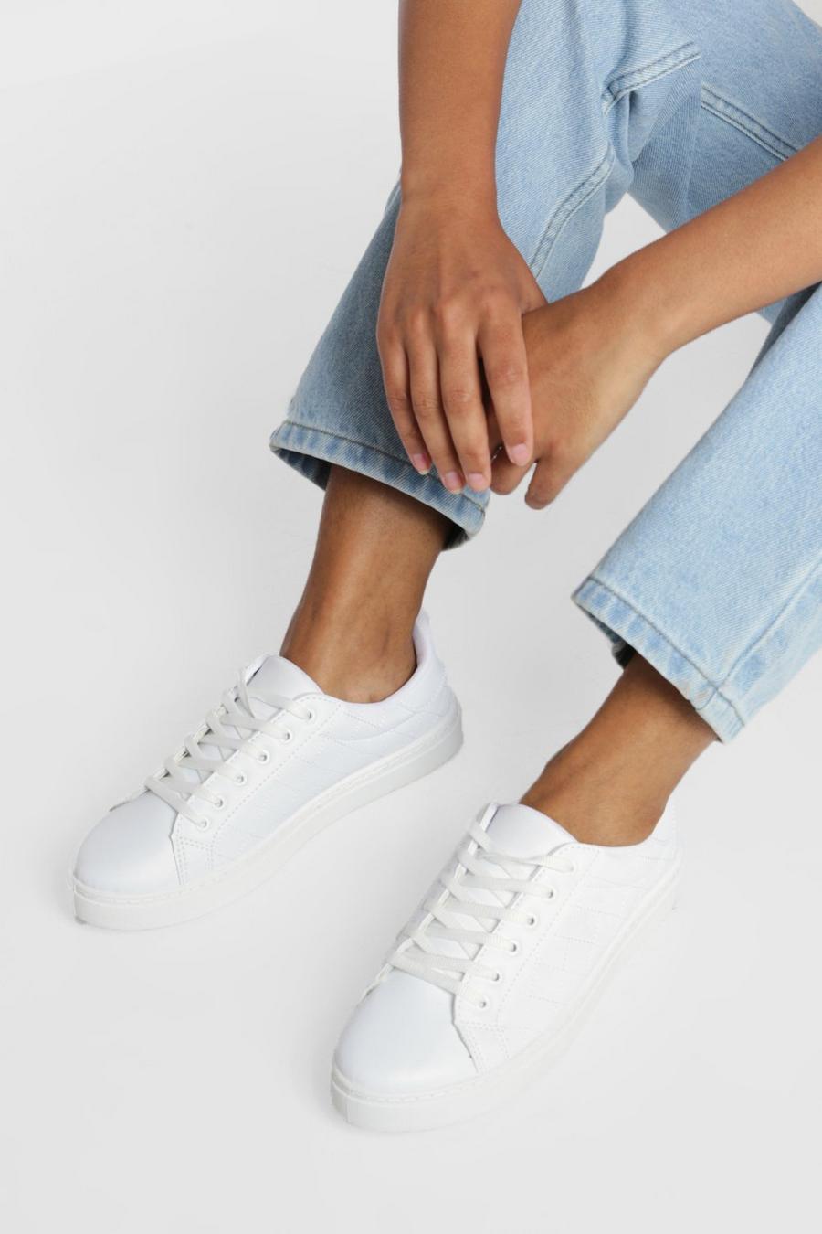 Quilted Basic Flat Trainers | Boohoo UK