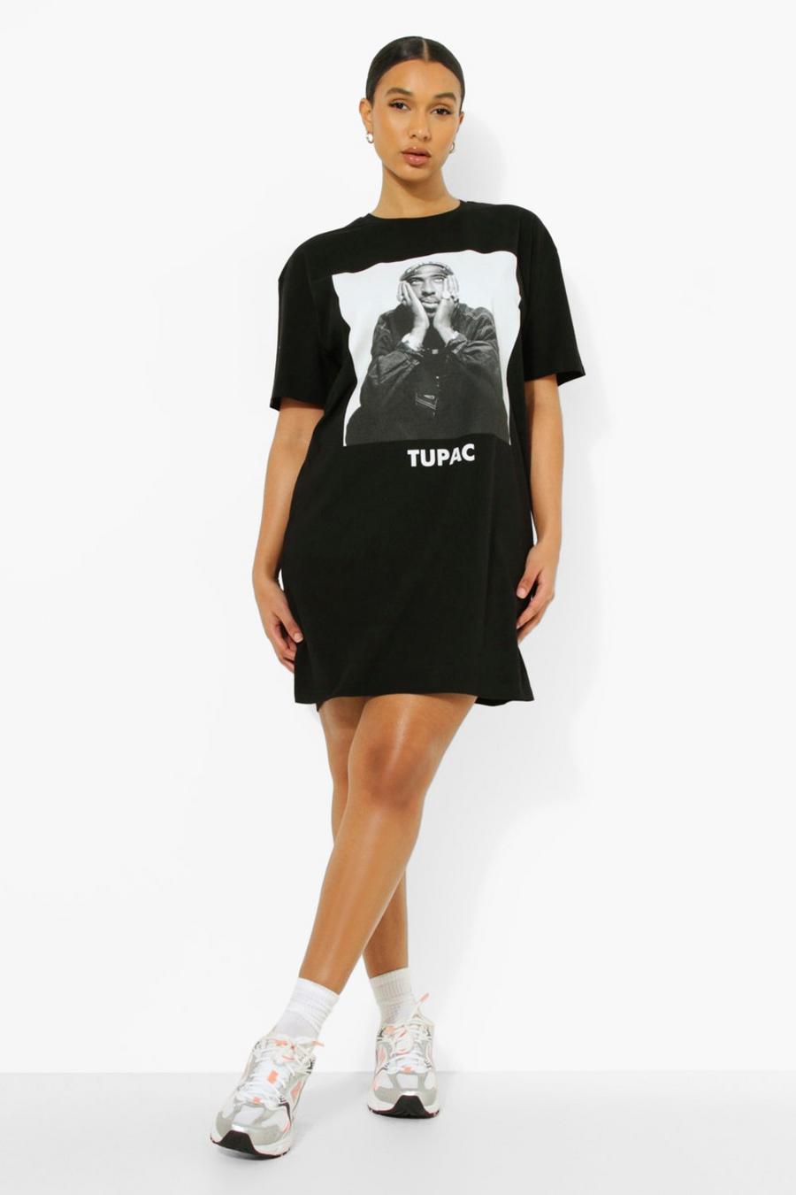 T-Shirt-Kleid mit Tupac Print, Black image number 1