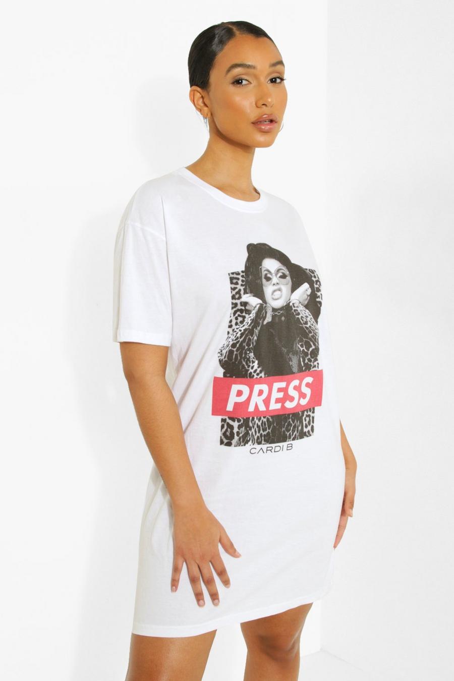 Vestido camiseta Cardi B Press, White image number 1