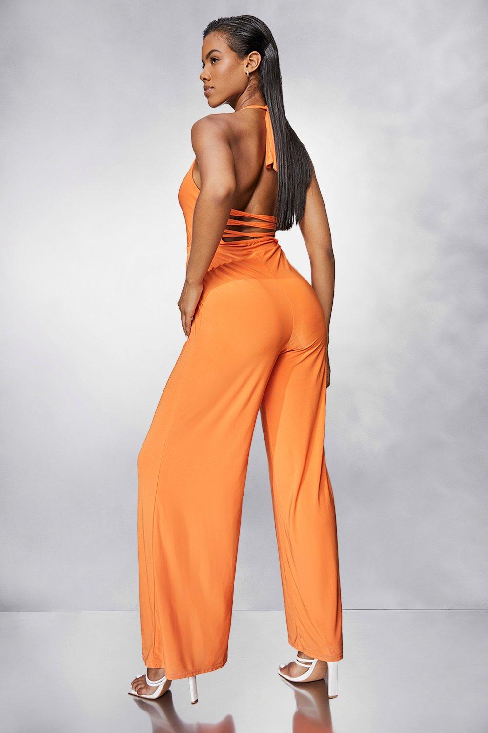 Summer Glow Cut Out Halter Neck Jumpsuit in Caramel