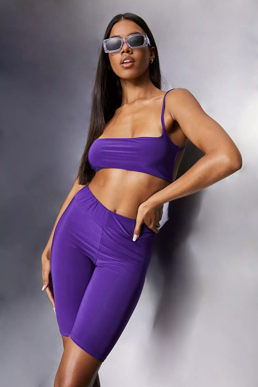 Purple Backless Crop Top alternative image